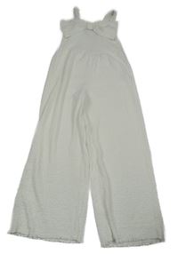 Biely mačkaný culottes overal s mašlou Zara