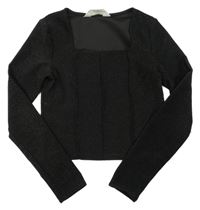 Černé třpytivé crop triko H&M