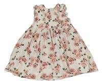 Biele kvetované plátenné šaty s volánikmi H&M
