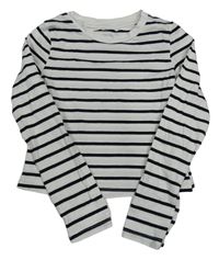 Bielo-čierne pruhované crop tričko H&M