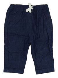 Tmavomodré plátenné podšité nohavice M&S