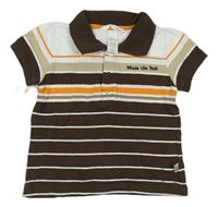 Hnedo-bielo-oranžové pruhované polo tričko Disney