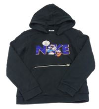 Černá mikina s logem a králíkem a kapucí Nike