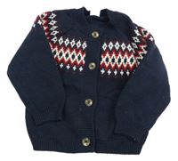 Tmavomodrý prepínaci sveter s červeno-bielým vzorom H&M