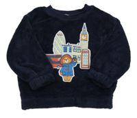 Tmavomodrá plyšová mikina s Paddingtonem M&S