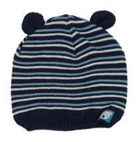 Tmavomodro-biela pruhovaná podšitá čapica s nášivkou Mothercare