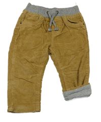 Béžové podšité manšestráky s úpletovým pasem C&A