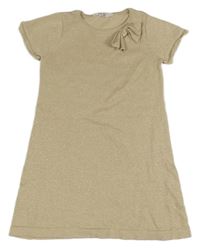 Zlaté pletené šaty s mašlou H&M