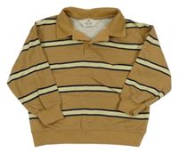 Hnedo-béžová pruhovaná ľahká mikina s golierikom H&M