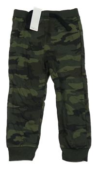 Nové - khaki-černé army tepláky M&Co.