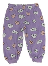 Fialové sametové pyžamové kalhoty s mraky Primark