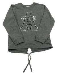 Tmavosivá mikina s písmenem z flitrů