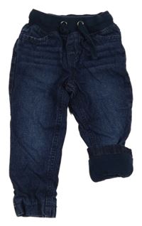 Tmavomodré podšité cuff rifle s úpletovým pasem 