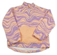 Fialovo-meruňková vzorovaná huňatá podšitá mikina dunnes 