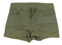 Khaki riflové kraťasy H&M
