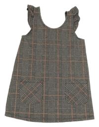 Antracitové kockované šaty s vreckami