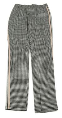 Čierno-sivé vzorované úpletové tregíny s pruhmi