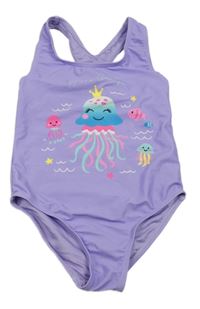 Fialové jednodílné plavky s medúzou Kiki&Koko