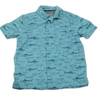 Modrá vzorovaná košeľa so žralokmi John Lewis