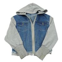 Modro-šedá riflová/tepláková bunda s kapucí shein