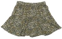 Béžovo-čierna leopardí ľahká sukňa