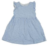 Bielo-modré pruhované šaty s volánikmi H&M