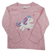 Světlerůžové sametové pyžamové triko s jednorožcem Lily & Dan