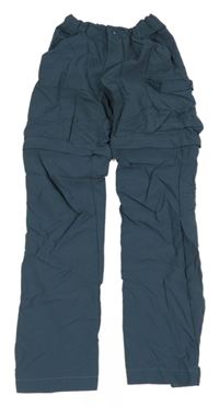 Petrolejové šušťákové funkčné outdoorové nohavice s odepínacími nohavicami Decathlon