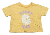 Svetlooranžové tričko s kvetinou a nápisom Primark