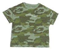 Khaki army crop tričko s nápisem M&S