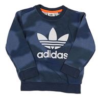 Tmavomodrá vzorovaná mikina s logem Adidas