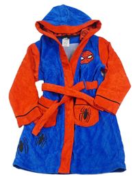 Tmavomodro-červený zamatový župan s kapucí - Spiderman Disney