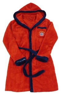 Červeno-tmavomodrý plyšový futbalový župan s kapucí - FC BAYERN