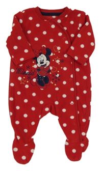 Červený puntíkatý fleecový overal s Minnie George
