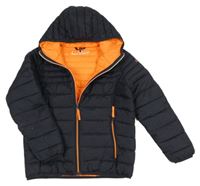 Tmavomodrá šusťáková prošívaná zimní bunda s kapucí CMP