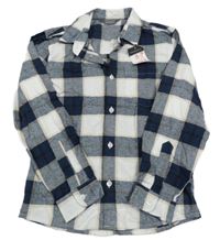 Nové - Tmavomodro-bielo-béžová kockovaná flanelová košeľa Primark