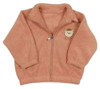 Svetloružová prepínaci fleecová mikina s medvedíkom