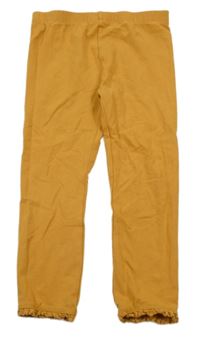 Hořčicové legíny s krajkou Tu