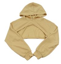 Piesková á crop mikina s kapucňou Shein