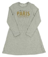Svetlosivé melírované teplákové šaty s nápisom H&M