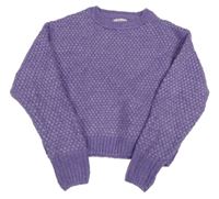 Lila melírovaný vlněný crop svetr 