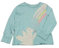 Svetlomodré pyžamové tričko s lamou a dúhou C&A