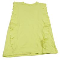 Neónově žltý rebrovaný top s volánikmi Matalan