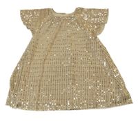 Béžovo-zlaté trblietavé šaty Next
