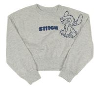 Světlešedá melírovaná crop mikina se Stitchem Disney