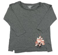 Tmavosivé tričko s kvetmi Pepperts