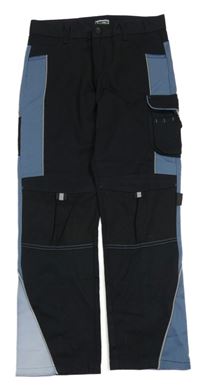 Černo-šedomodré outdoorové kalhoty 
