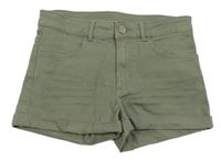 Khaki rifľové kraťasy H&M