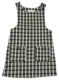Béžovo-čierne kockované na traké šaty Primark