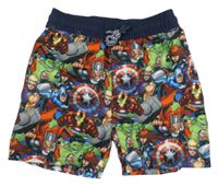 Tmavomodro-farebné plážové kraťasy so superhrdinami  Marvel